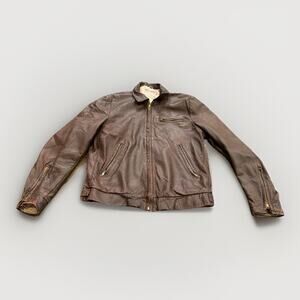Vintage 40s 50s California Sportswear Brown Full Zip Leather Jacket Size 40